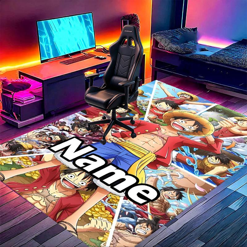 שטיח מודפס One Piece מותאם אישית עם שם, שטיח דקורטיבי רב-תכליתי לבית, לחדר משחקים, דירה, מרפסת, כניסה, מסדרון - מתנה