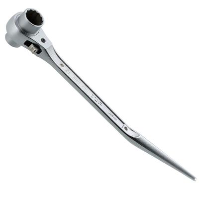 TOP Ratchet Wrench for Tobi Made In (Building Construction) - Curved, Forged, Plated, 17x21mm, RM-17x21N-BT, Japan, Tsubame-Sanjo