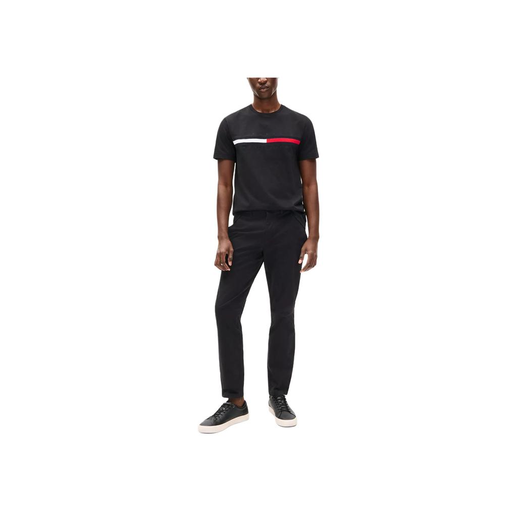 Tommy Hilfiger Letter Logo Color Block Embroidered Simple Casual Comfortable Fitted Crew Neck Business Commuter Short Sleeve T-Shirt 78JA522-001