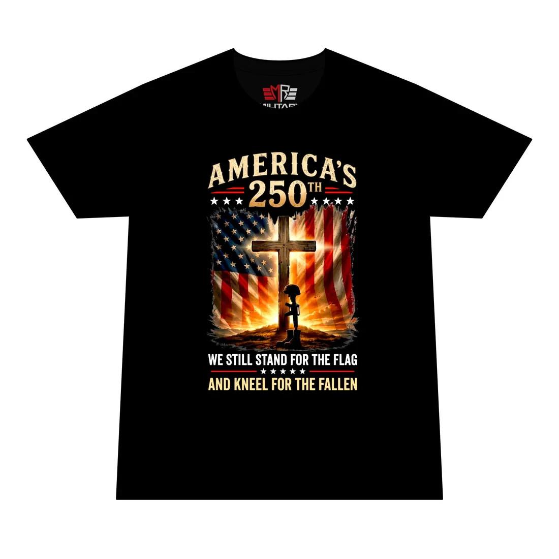 USA 250th Patriotic Memorial Graphic Tee Honor Fallen Tribute Shirt Vintage S