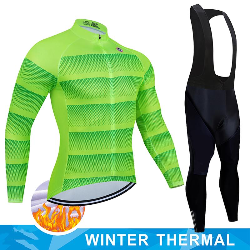 2025  Winter Thermal Fleece Cycling Jersey Set Man's Long Sleeves Cycling Kits Mountain Bike Jersey Road Bike Cycling Suit