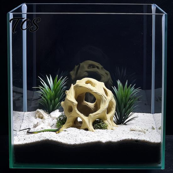 Safe Aquarium Ornament Hideout Tree Ball, 3D Printed Natural Look Root Reptile Hideout, Gecko Habitat Accessory Fish Cave, Decorative Shelter
