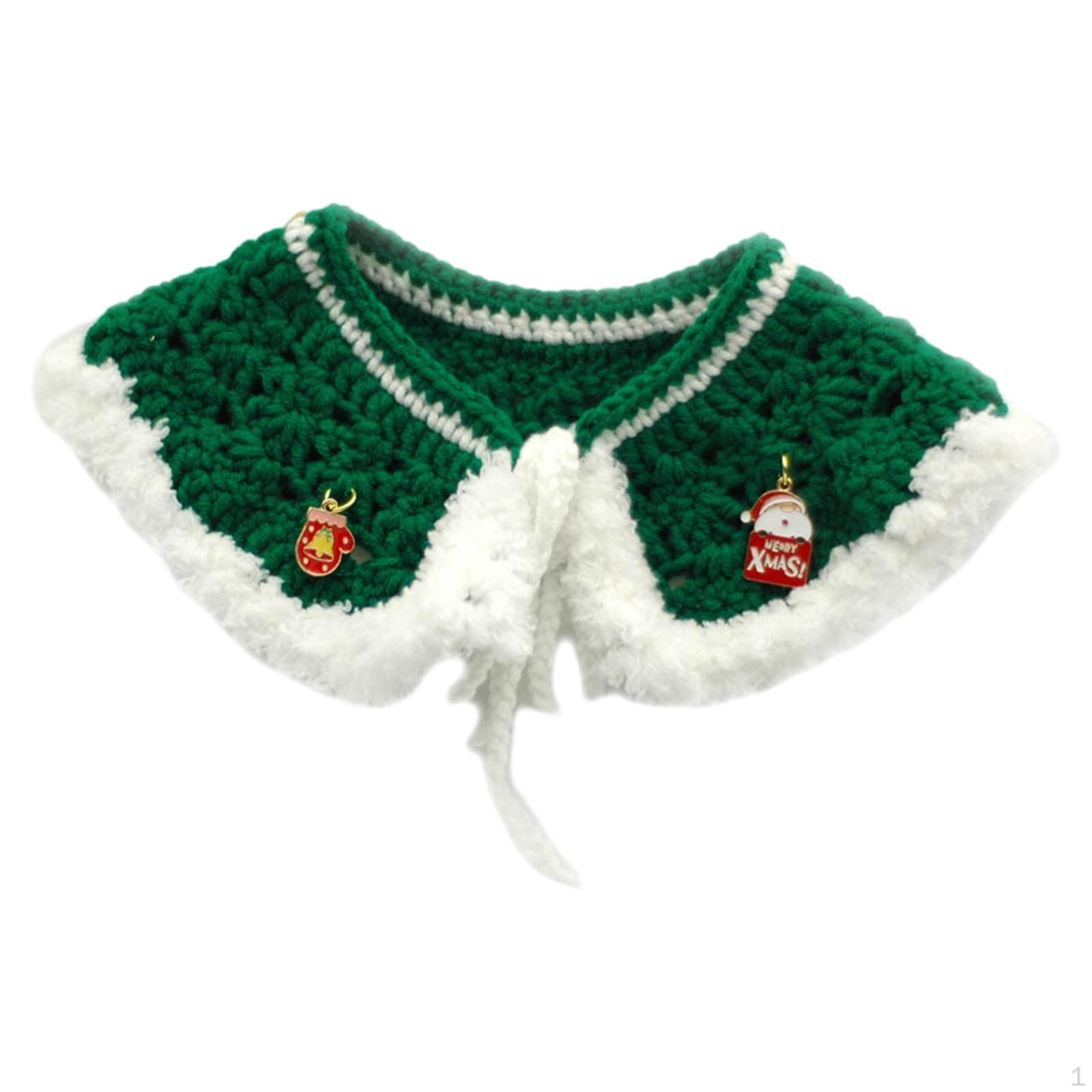 

Рождественский кошачий бандана ошейники милый плащ ручной работы вязаный шарф для домашних животных Green S