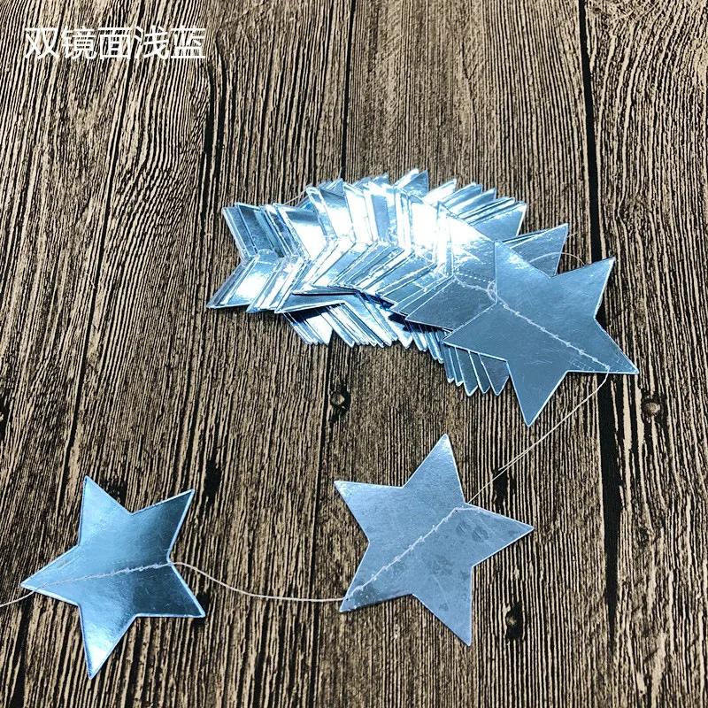 Bright Gold & Silver Paper Garland Star String Banners for Wedding Christmas Baby Shower Party Home Hanging Decor