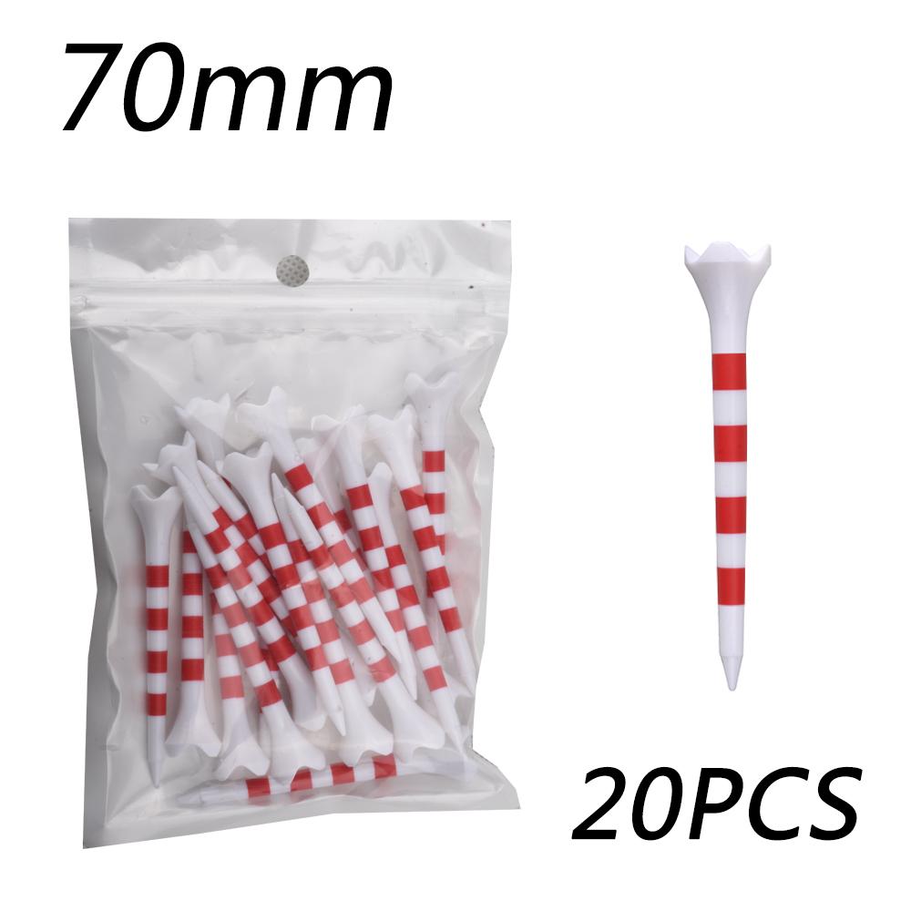 20pcs/Bag Plastic Golf Tee With Red/Black/Blue/Pink/Green Stripe Marking, Durable, Golf Supplies