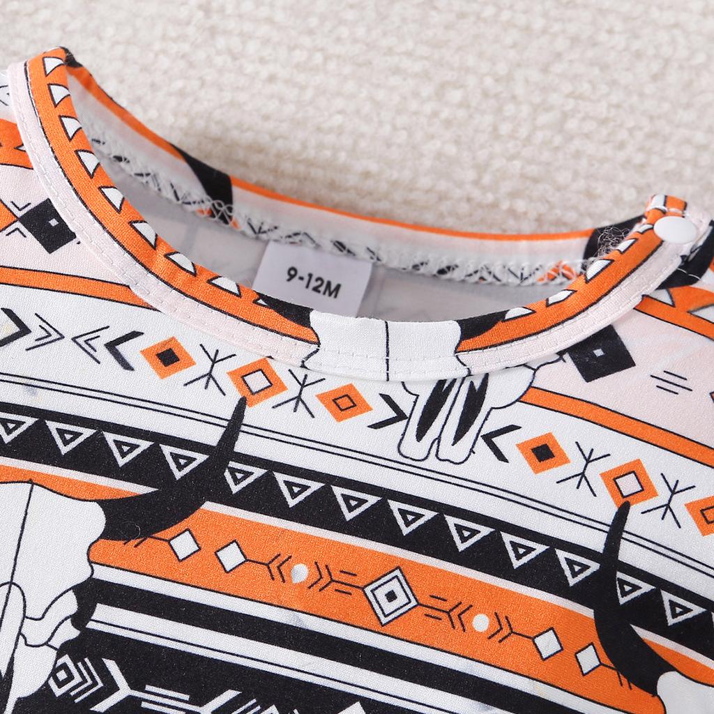 Infant Baby Boy Western Cowboy Style All-over Print Long Sleeve Jumpsuit