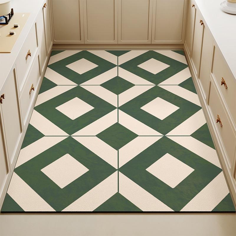 Kitchen Carpet Large Area Rug Pvc Floor Mat Waterproof Oil-proof Leather Foot Mats Home Decoration Plaid Rugs Alfombra De Cocina