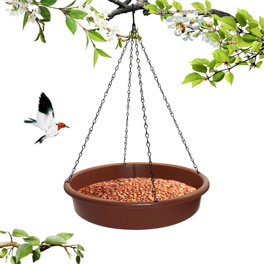 Bird Feeder Bath Tray Hanging Style Water Drinker Large Capacity Food Feeding Trays Pet for Patio Backyard Decor