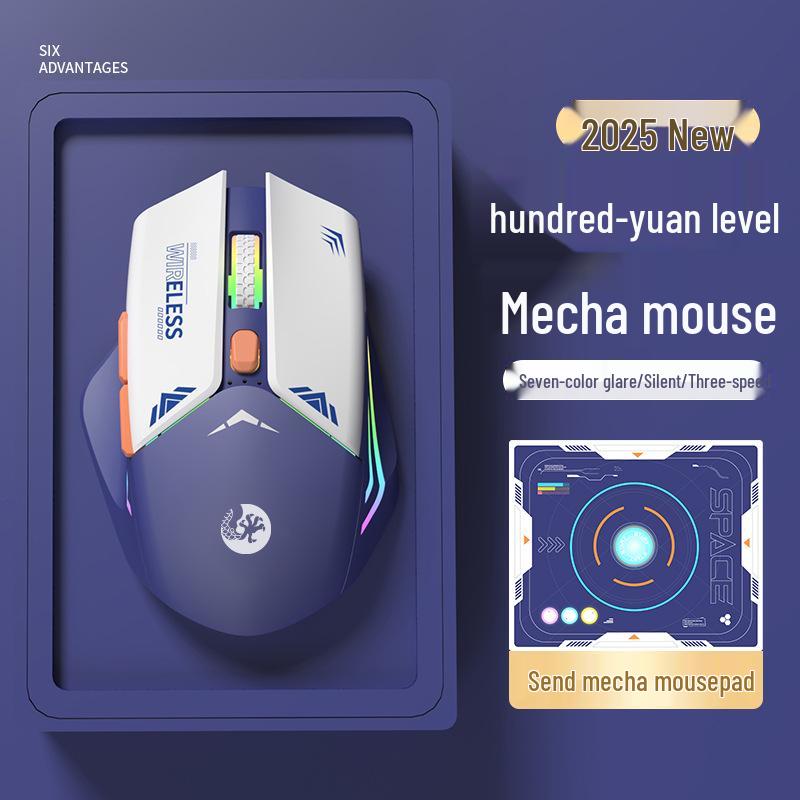 Mecha Mouse Wireless Silent Bluetooth Dual-Mode Mechanical Gaming Mouse Rechargeable for PC/Laptop.