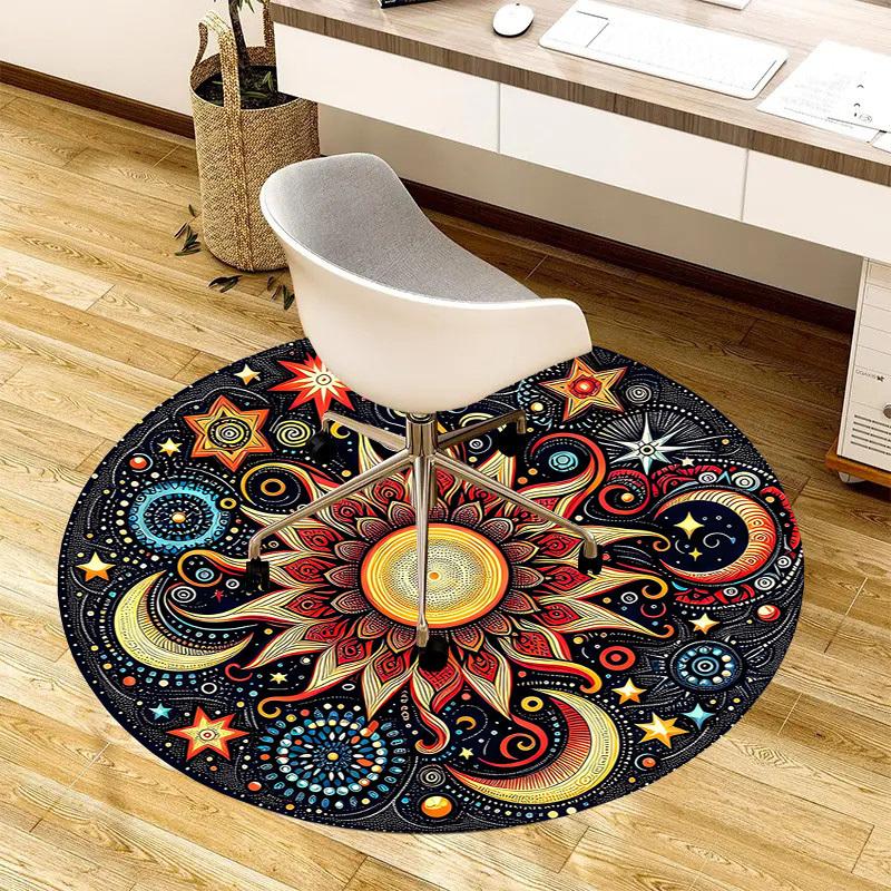 1pc Office Carpet Chair Mats Celestial Mandala Design Perfect for Decorating Office Chairs, Living Rooms, Or Bedrooms.YDT111