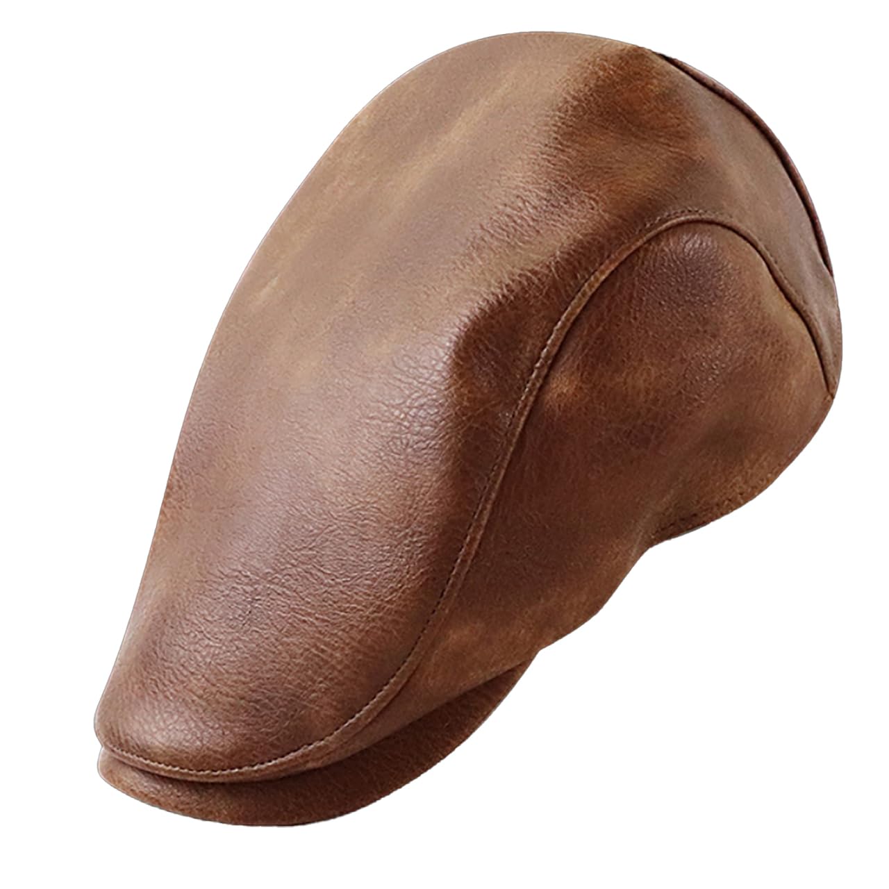Flat CZ572 [White Fang] Cap, Cool, Plain, Retro, Leather/PU, Dandy, Stylish, Men s (Brown, M) коричневый