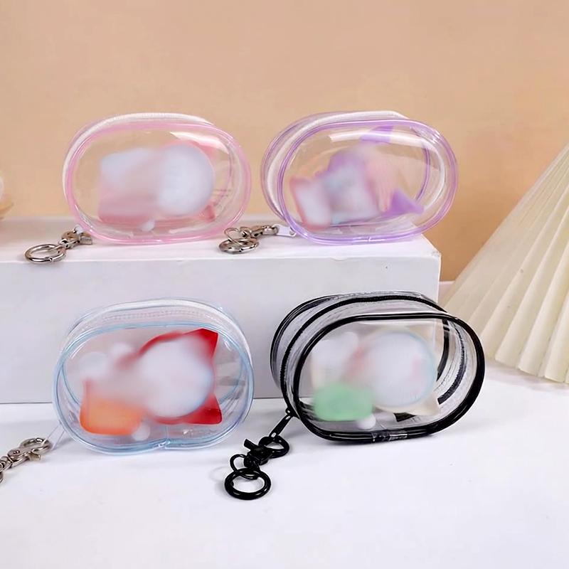 1Pc PVC Transparent Storage Bag Cute Jewelry Wallet Doll Display Out Bag Thickened Keychain Storage Box