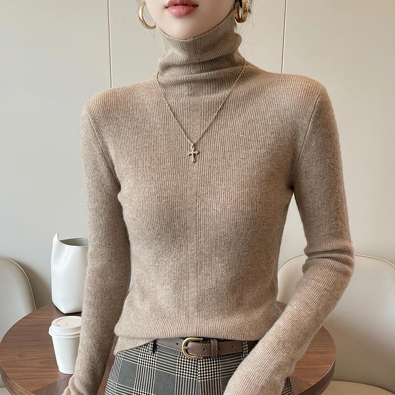 Women's Design-Sense High-Neck Knit Sweater: Stylish, Soft, Slim-Fit Base Layer for Autumn/Winter