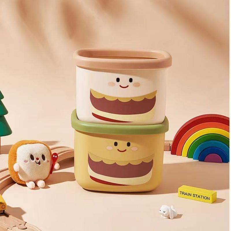 

2 Pcs Mini Trash Can Office Desk Cartoon Table Garbage Rubbish Pp Material Storage Dustbin Cute Shape Decorates Room Save Space 2 pcs