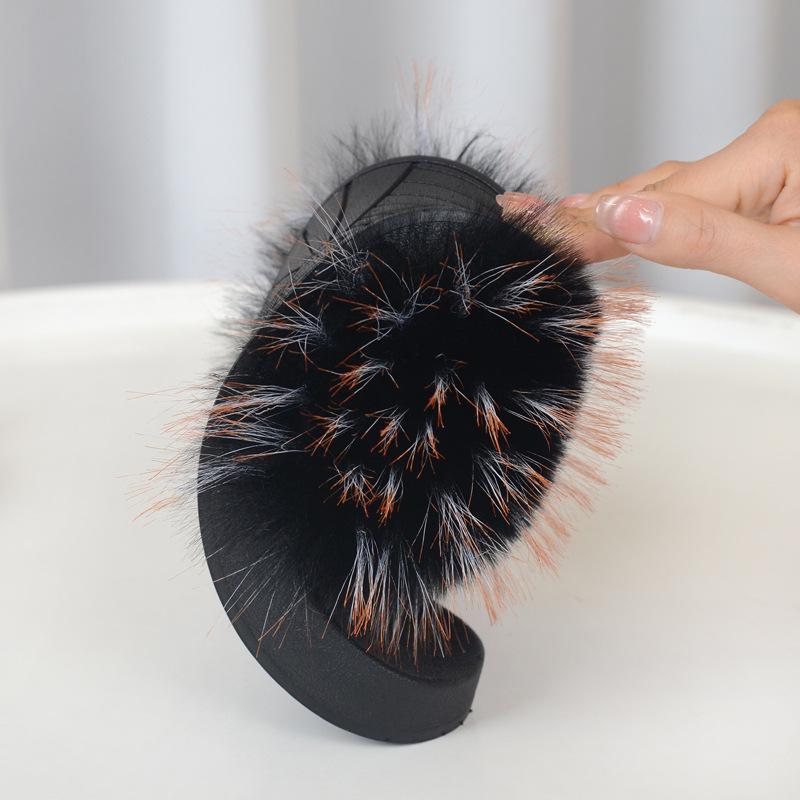 Women's Faux Fur Furry Slippers, Non-Slip Indoor/Outdoor