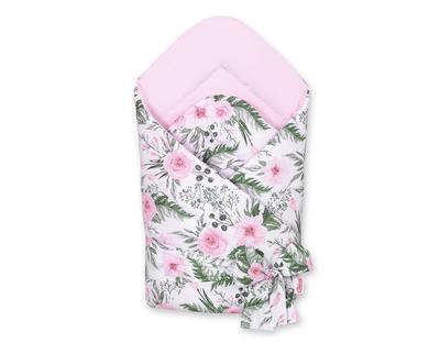 Soft Double-sided Wrap for Babies with Ties - Pink Peonies