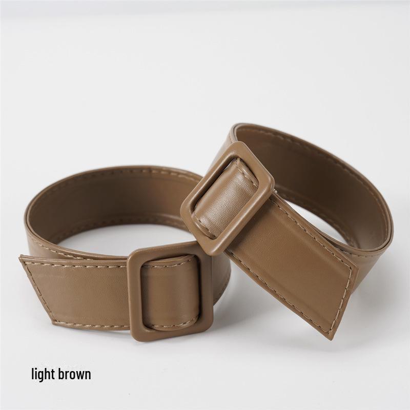 Women's Soft Leather Windbreaker Cuffs with Straps - Lace-Up, Decorative Cloth Accessory