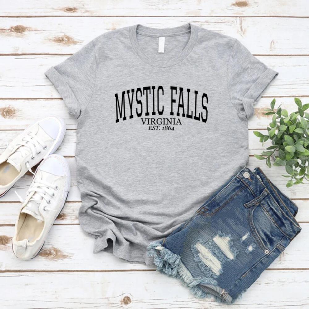 Mystic Falls Virginia Est1864 Shirt Gift for Vampire Fan Unisex Short Sleeve T-shirts Salvatore Brothers Shirt Streetwear Tops