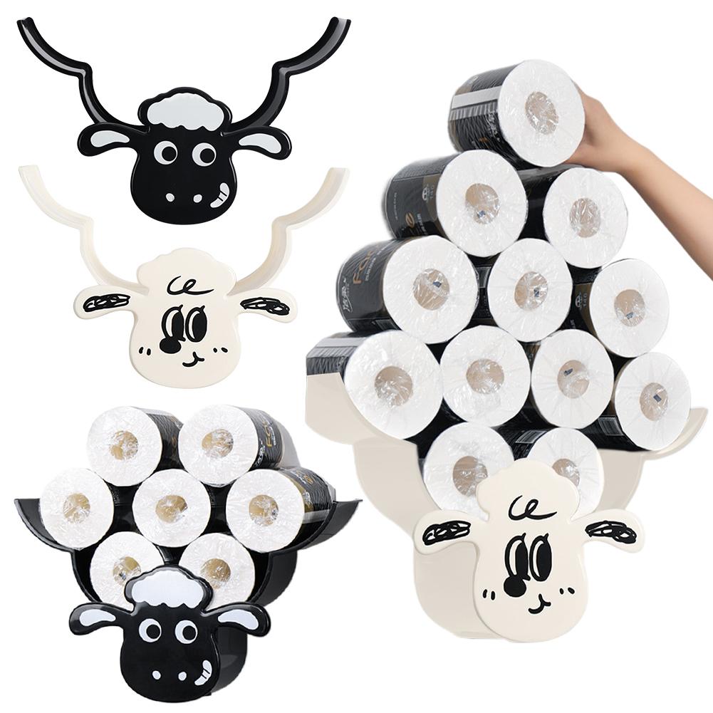 Toilet Paper Holder Shelves Sheep Funny Animal Toilet Paper Storage Funny Wall Mount Toilet Paper Storage for Bathrooms Kitchen