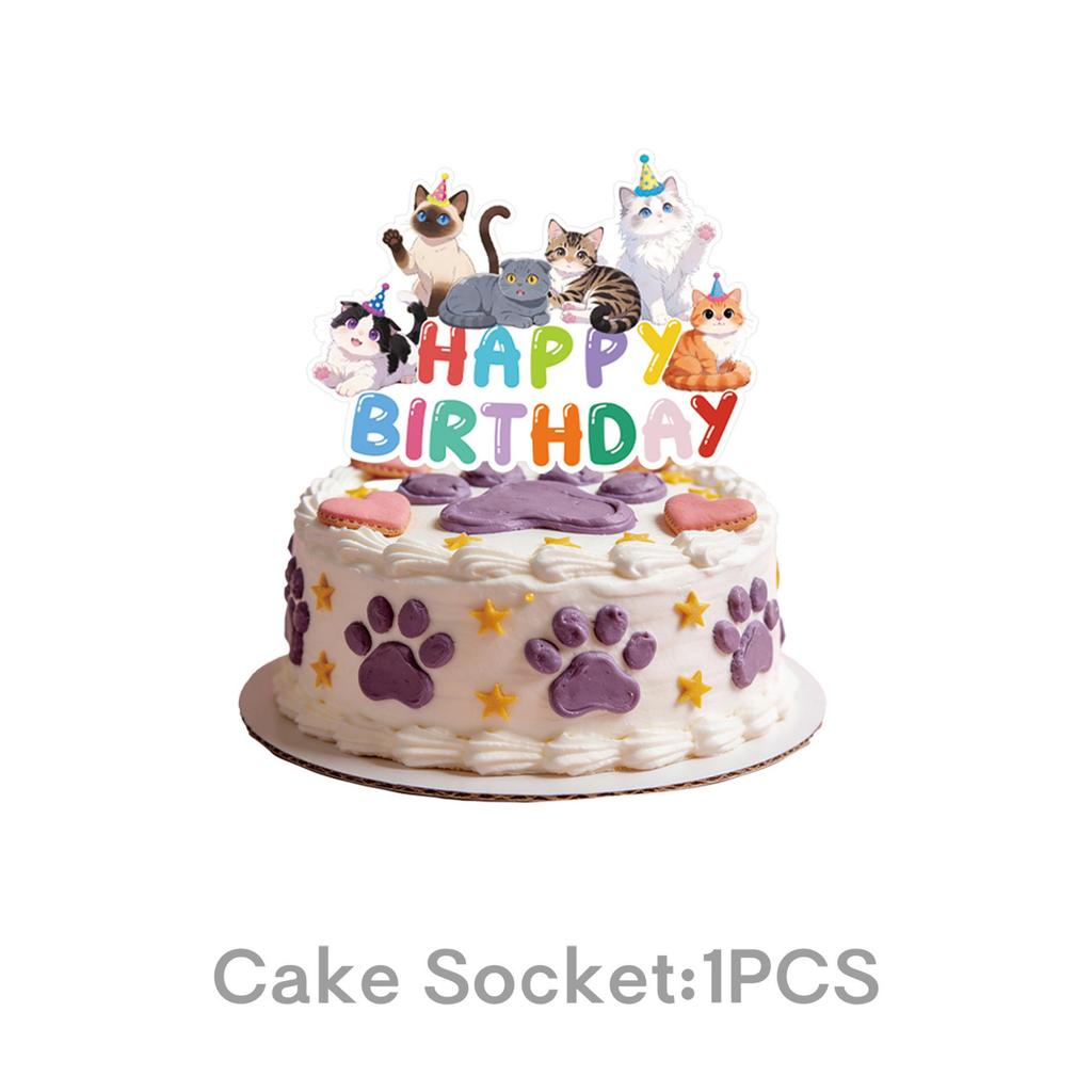 Cat-Themed Birthday Party Tableware Set: Disposable Tablecloth, Plates & Cups