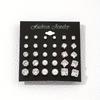 15-Pair Retro & Geometric Stud Earring Set: Pearl & Six-Claw Cubic Zirconia