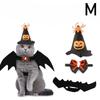 3×Halloween Pet Cat Costume Decoration Set - Bat Wings Collar Headband Accessories, Spooky Cute Cosplay Dress-Up Halloween Party