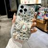 For iPhone 15 Pro Case Glass Rhinestone Decor Butterfly Pattern TPU Phone Back Cover