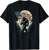 Big Foot Bigfoot Sasquatch Patriotyczny T-shirt z flagą amerykańską na 4 lipca