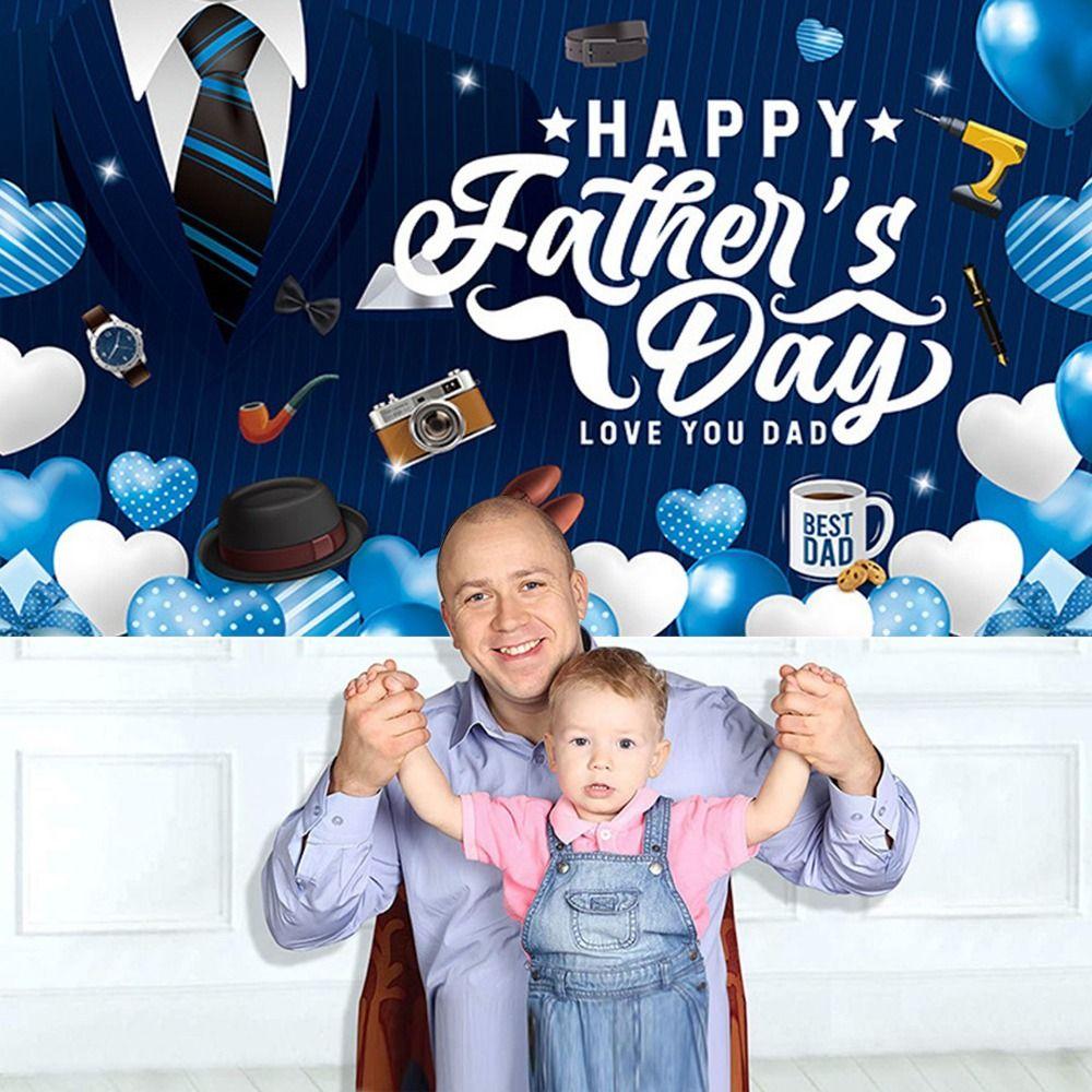 Gentleman Tuxedo Happy Father's Day Background Blue Party Photo Banner  Home Party Decor