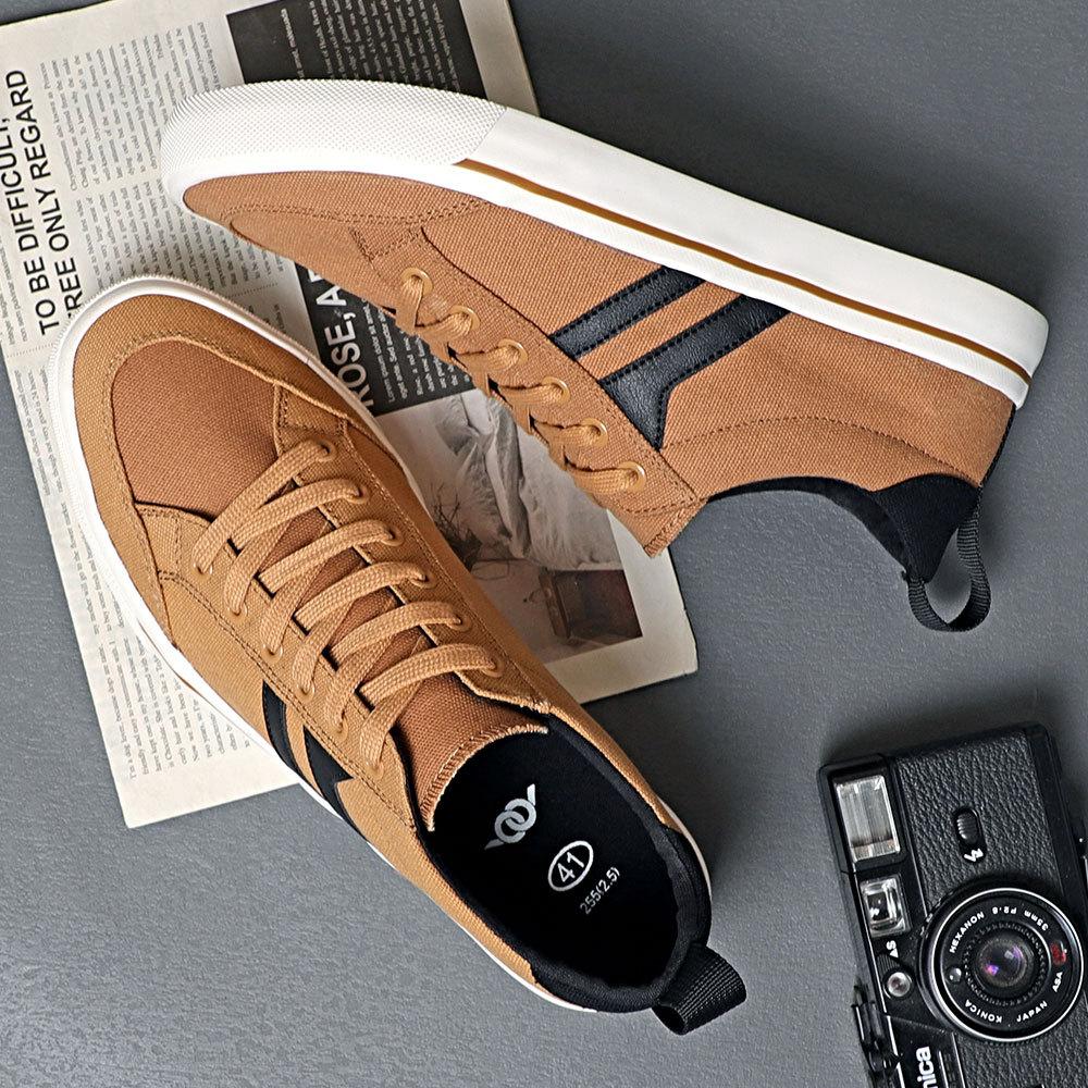 Summer men's canvas shoes low-top lace-up versatile color matching casual shoes men's soft sole simple Baoda