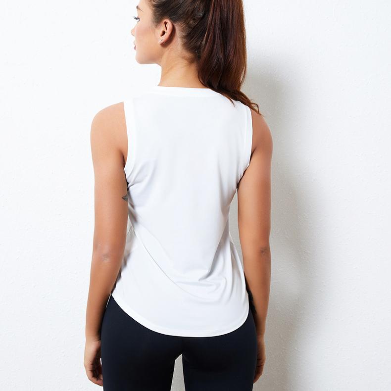 Jaro a léto Nová lehká šikmá vesta na jógu Volná Bez rukávů Jednobarevná Rychleschnoucí Sportovní Fitness tričko Ženy