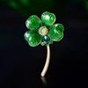 Classic Enamel Four Leaf Clover Brooches for Women Rhinestone Plant Pins Keychain Event Party New Year Gifts Jewelry Accessories