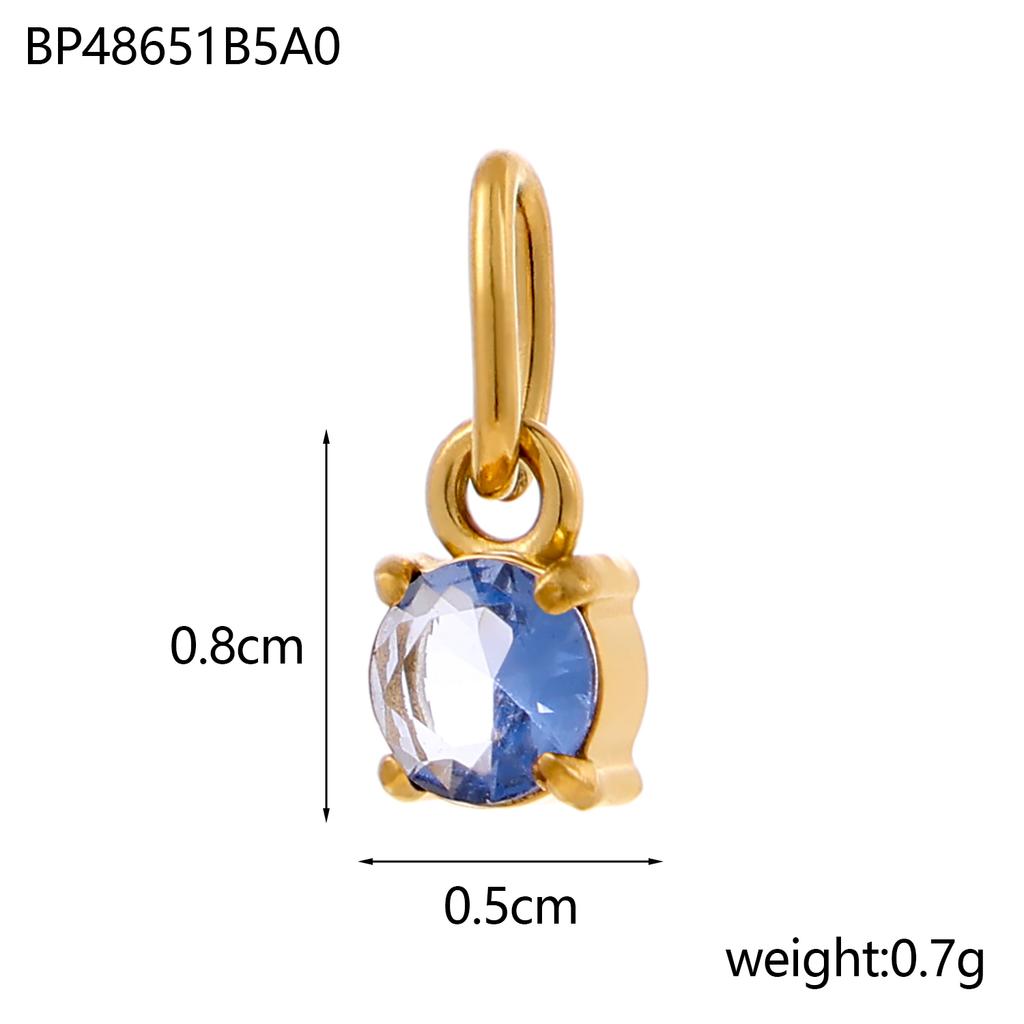 CARLIDANA Good Quality Long Lasting Color Retention Stainless Steel Gold-Plated Colorful Inlaid Transparent Zircon Pendant Charm