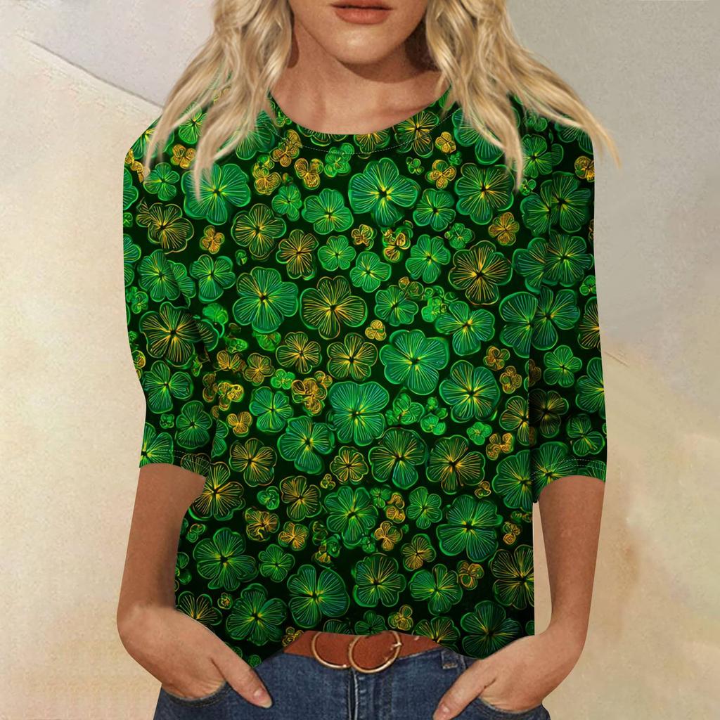 Dámský módní ležérní svetr s kulatým výstřihem a tříčtvrtečním rukávem s potiskem Saint Pao