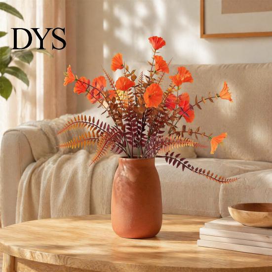 Natural Looking Silk Blooms for Indoor Display Artificial Eucalyptus Morning Glory Flowers, Fall Fake Flowers Outdoor Planters Lifelike Floral