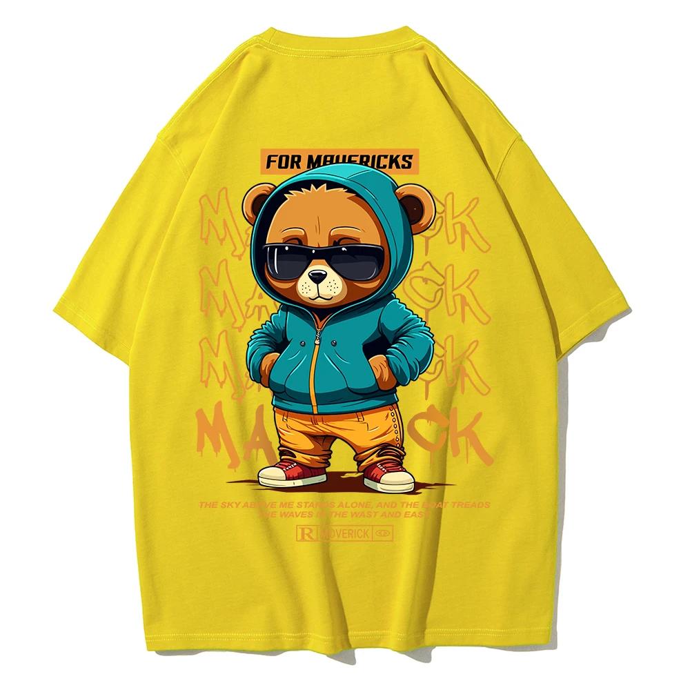 Bear Print Graphic T-shirt for Unisex and Women Loose Cotton Shirt Breathable Comfortable Casual Oversized T-shirt Streetwear