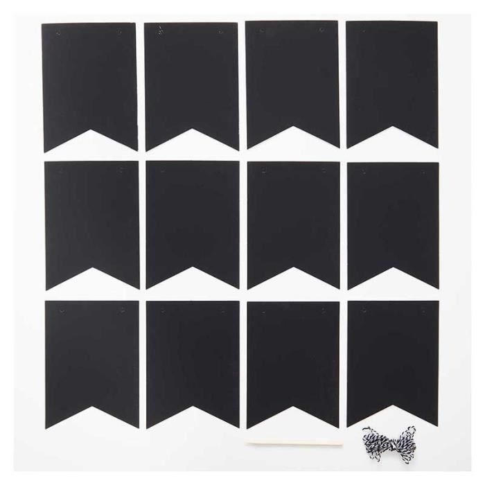 Guirlande - Rico Design - 12 fanions - Papier à gratter - Noir - A4 - Mixte