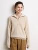 Women's Cashmere Bobble Stitch Half-High Collar Zipper Cardigan