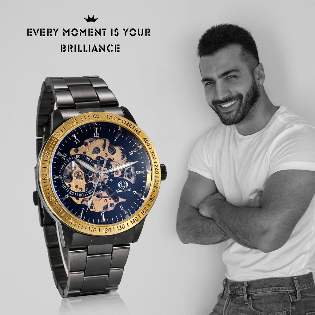 JewelryWe Automatic Analog Display with Stainless Steel Popular for Business and Casual Perfect Gift for or Day Men's Watch, Stylish, Waterproof,