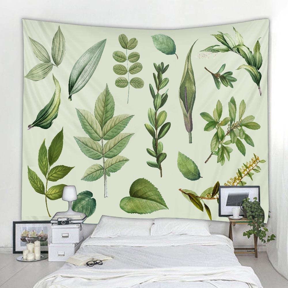 Plant Leaf Printed Tapestry Wall Hanging Bohemian Thin Polyester Home Sofa Bed Sheet Picnic Tablecloth Bedroom Decoration