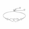 Double Heart Shape Cubic Zirconia Charm Bracelet, Love Bracelet for Women and Girls, Valentine's Day Gift