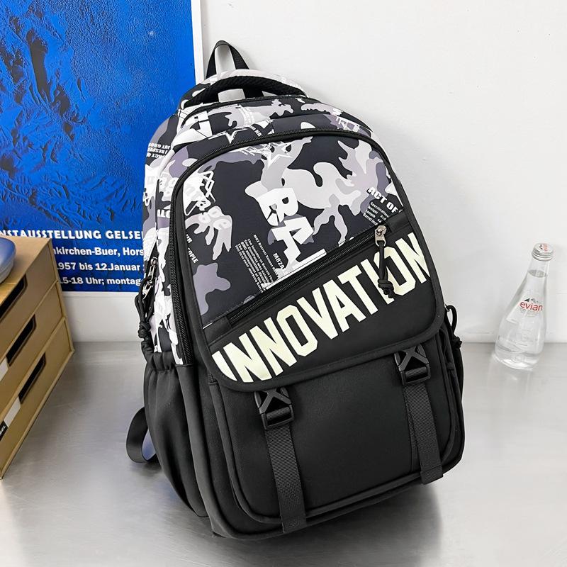 Schoolbag Japanese ins trendy cool American retro contrasting colors versatile large-capacity schoolbag male junior high school student backpack