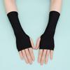 Sunscreen Protection Fingerless Long Gloves Women Arm Cool Summer Solid Mittens Half Finger Sleeves Black White Nude
