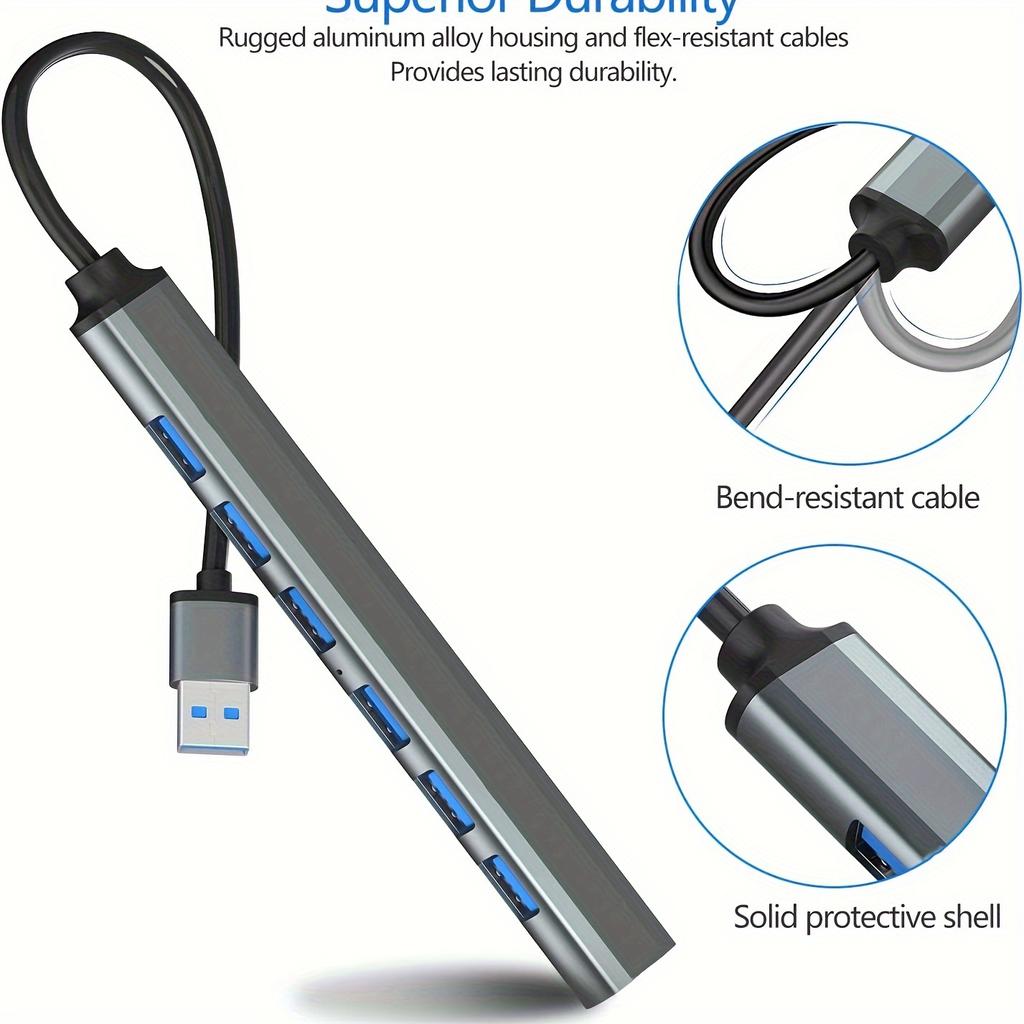 A USB 3.0 Hub, High-speed Data Transfer, Plug and Play, Compact Design, Easy Connection, USB Multi-port Adapter