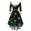 Women's Fashionable Casual Fitted Christmas Print Party Long-Sleeved Dress