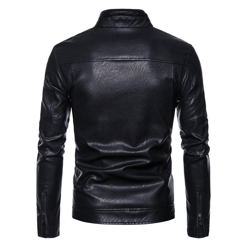 Hot autumn and winter men's pu leather jacket men's trendy youth stand-up collar punk men's locomotive leather jacket