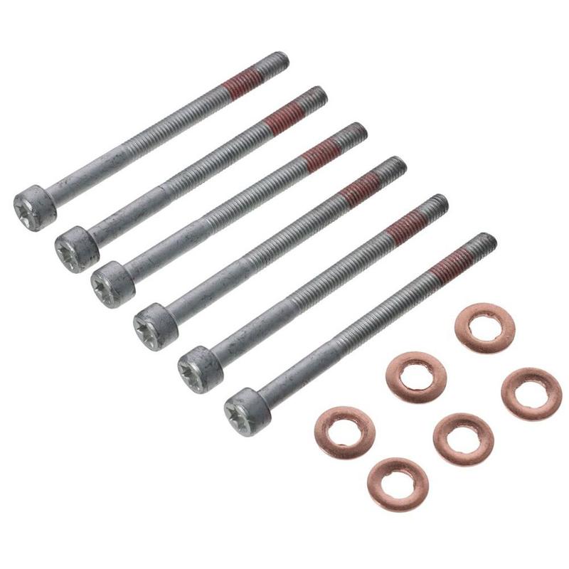 6 Sets Washer Kit 3.35x0.21in Lower Fuel Injector Metal Silver Nozzle Bolt Red A0009902907 Car Accessories for Dodge Diesel 6Cyl