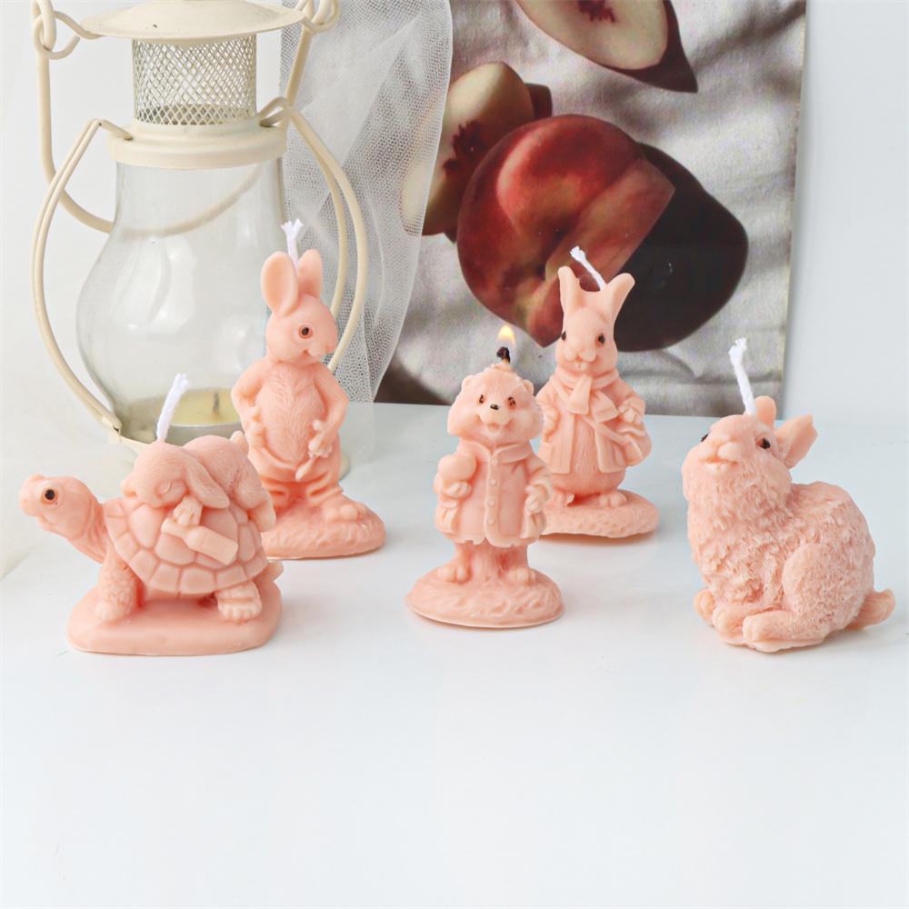 3D Mini Multi-style Rabbit Silicone Candle Mold DIY Easter Animal Cute Rabbit Aromatherapy Plaster Soap Resin Mould Home Gift