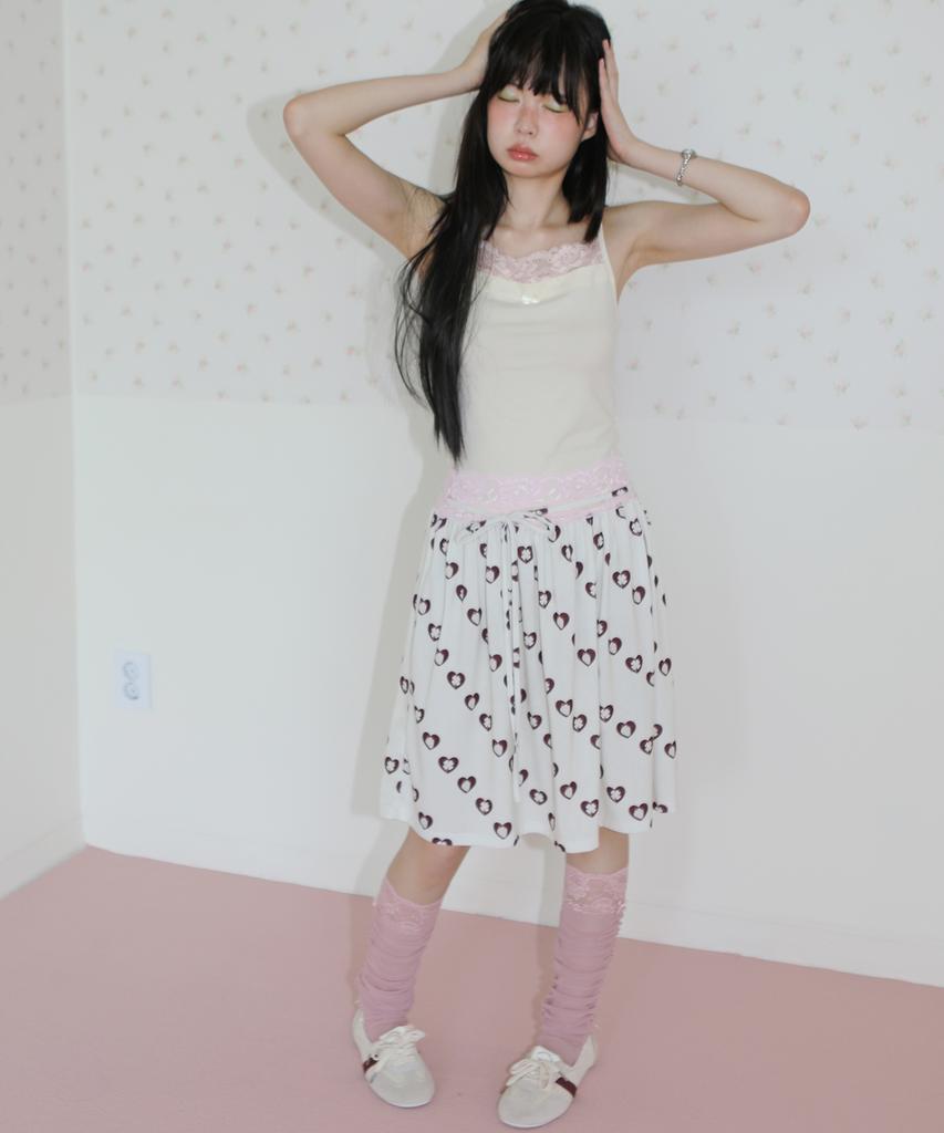 Nofficial Noffice Heart Berry Side Tie Skirt Ivory