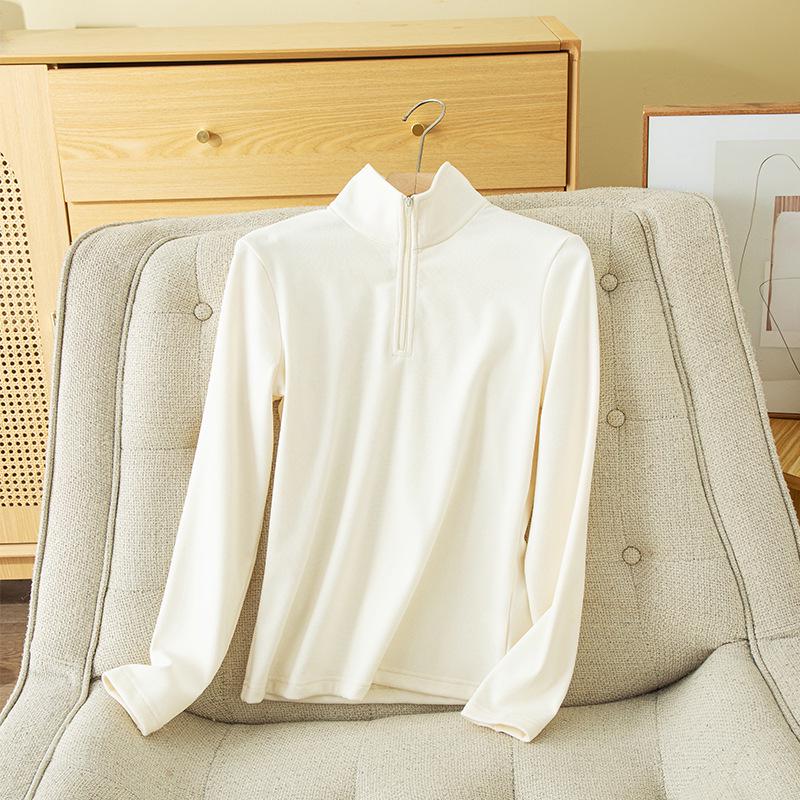 Women s Mink Velvet Zipper Turtleneck Long-Sleeve Slim-Fit Winter Top 2XL